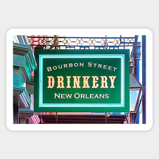 Bourbon Street Drinkery Sign Sticker